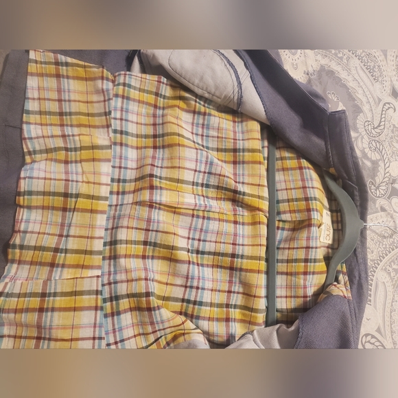 Zinc Short Sleeve Blazer Blue and White Pin Stripe Size Medium - Picture 7 of 7